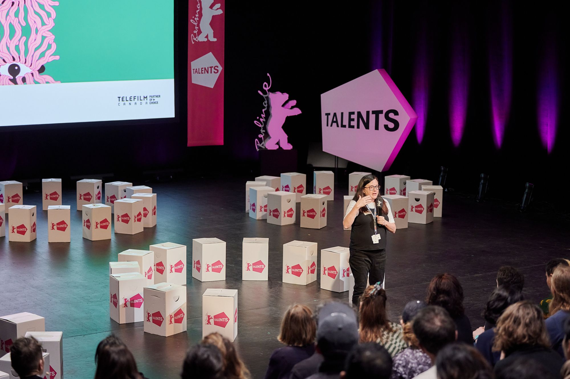 Telefilm Canada's Danielle Bélanger welcomes the Talents to the Talents Circles hosted by Telefilm.