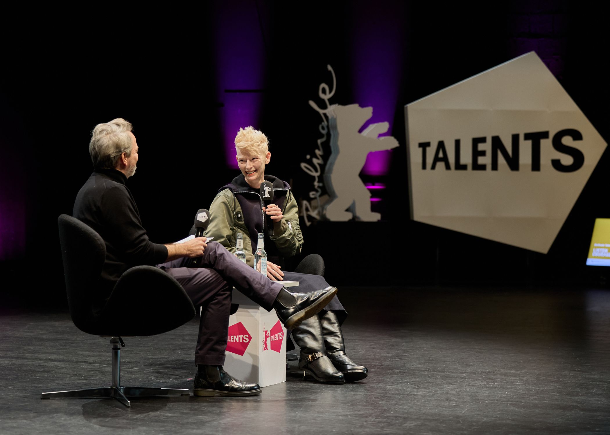 Honorary Golden Bear Recipient Tilda Swinton enthrals the audience at Berlinale Talents.